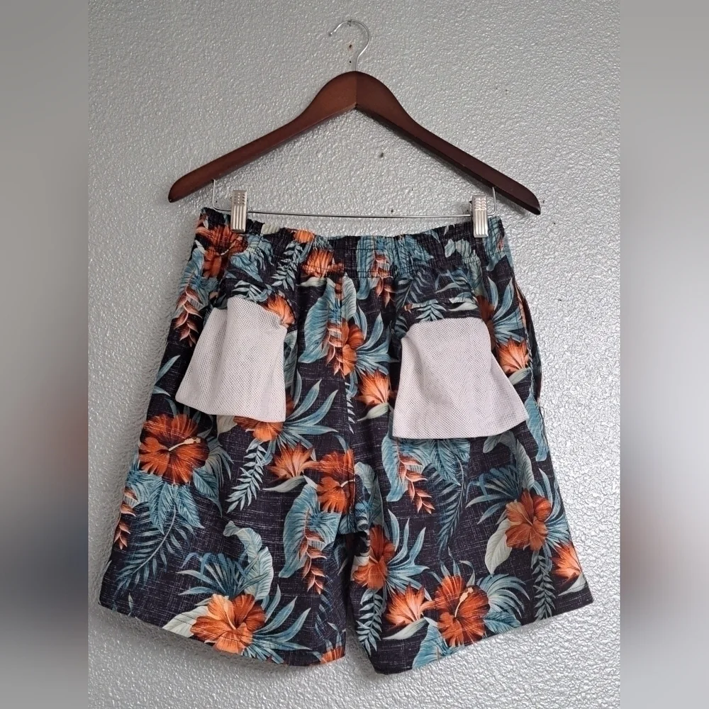 Pipeline Men's Hawaiian Print Swim Trunks   Size L